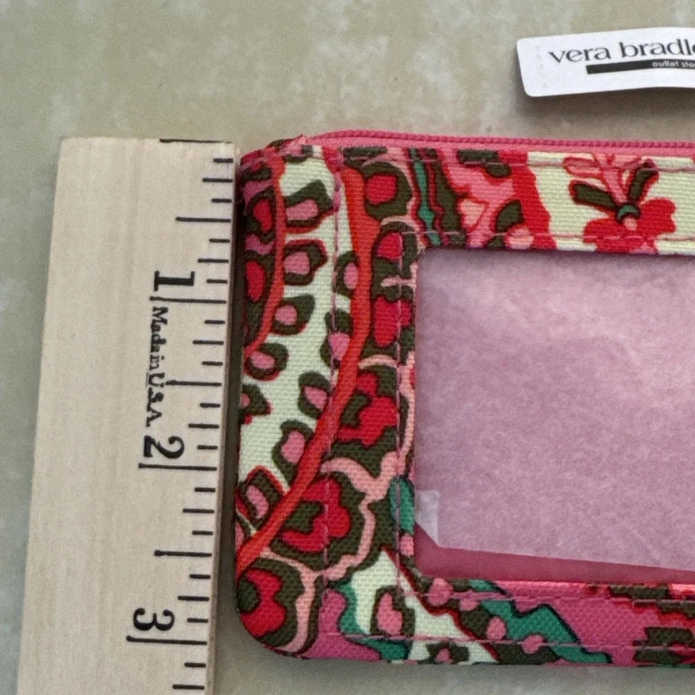 Vera Bradley Women's Coin Purse Floral  Zip Top ID Holder Keychain Pink NWT